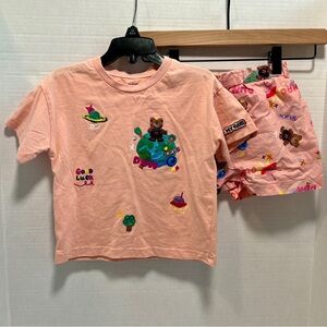 Pink Graphic T-Shirt and Shorts Set 4T or 100
